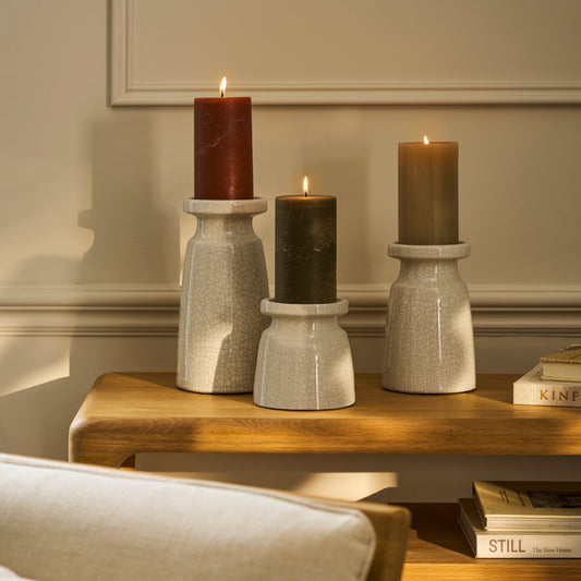 Crackle Glaze Candle Holder - Design Vintage