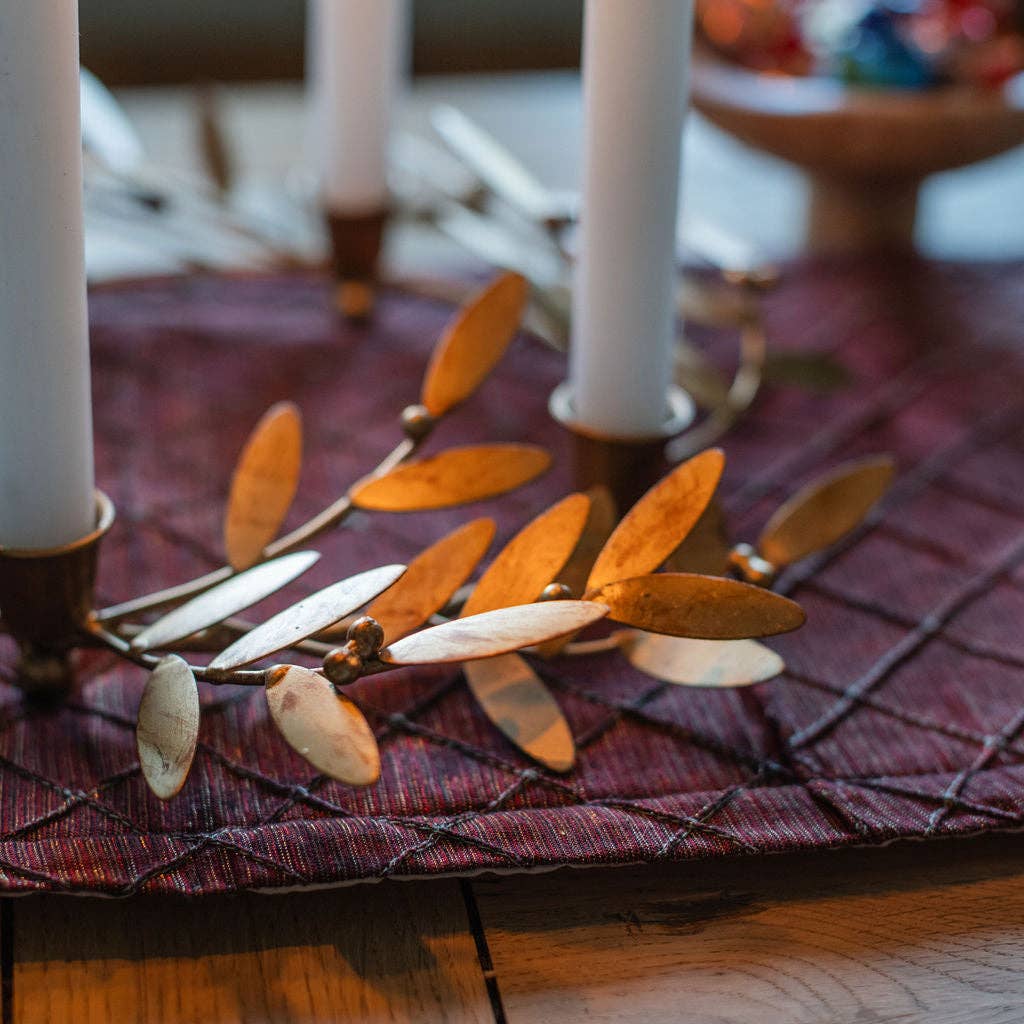 Brass Leaf Candle Holder