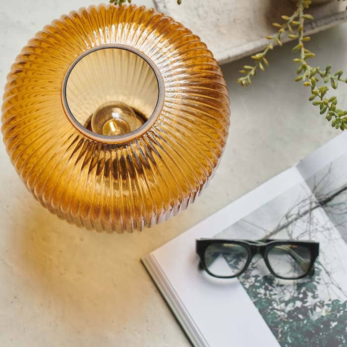 Portable Ribbed Glass Lamp - Design Vintage