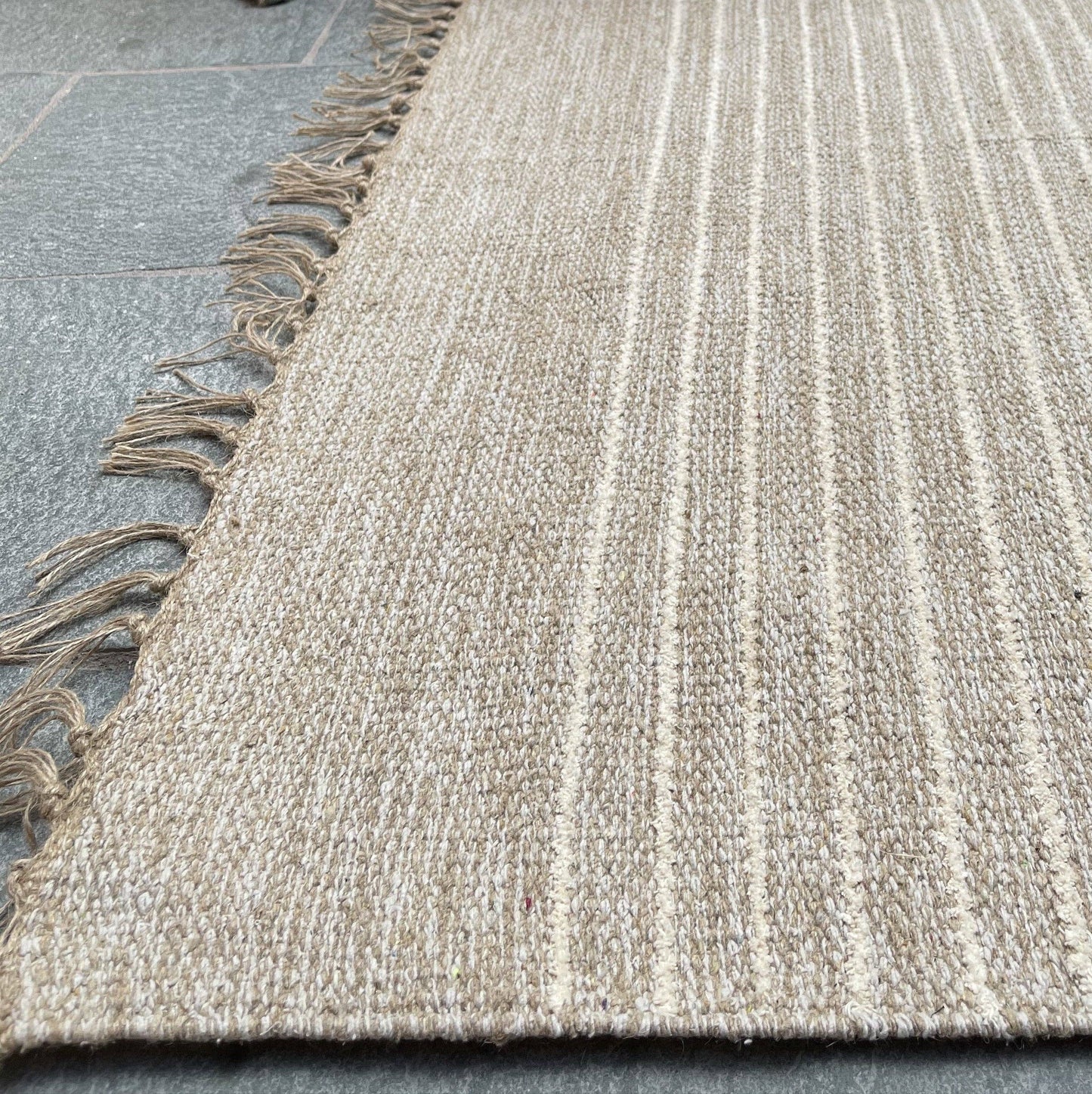 Narrow Stripe Jute Rug - Design Vintage