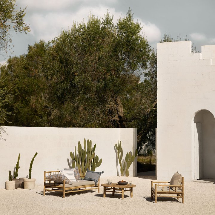 Ella Bamboo Sofa With Cushion - Design Vintage