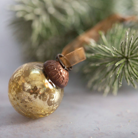 Set of 6 Gold Glass Baubles