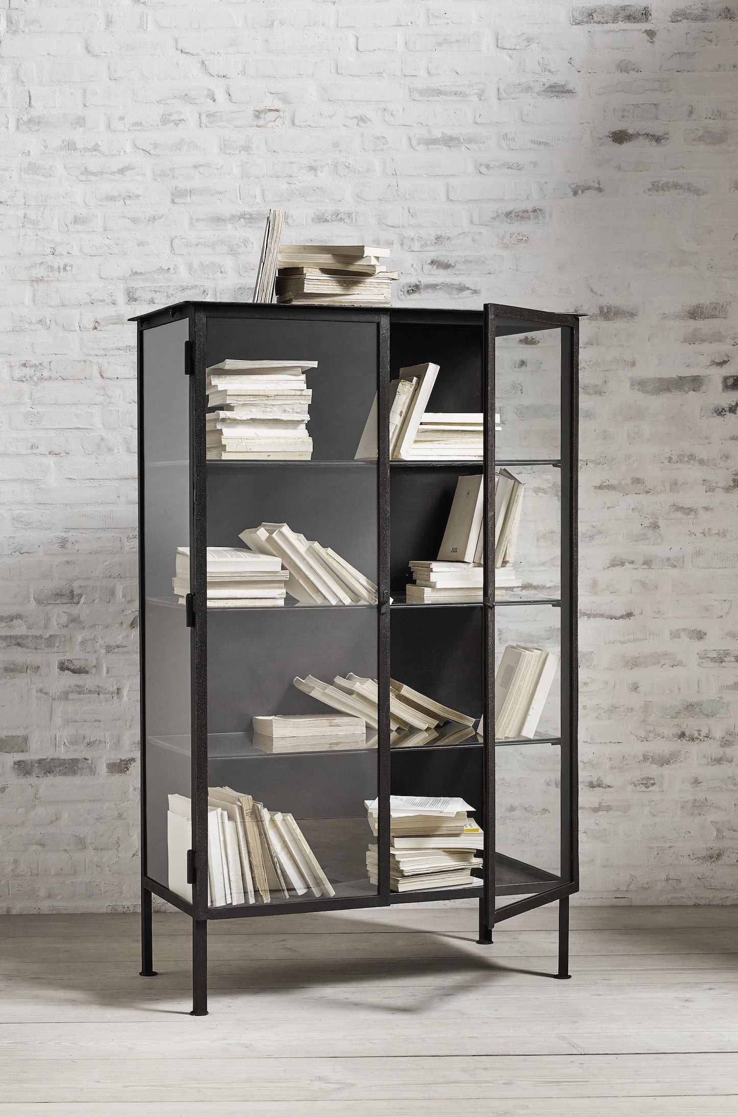 Black Iron & Glass Cabinet - Design Vintage