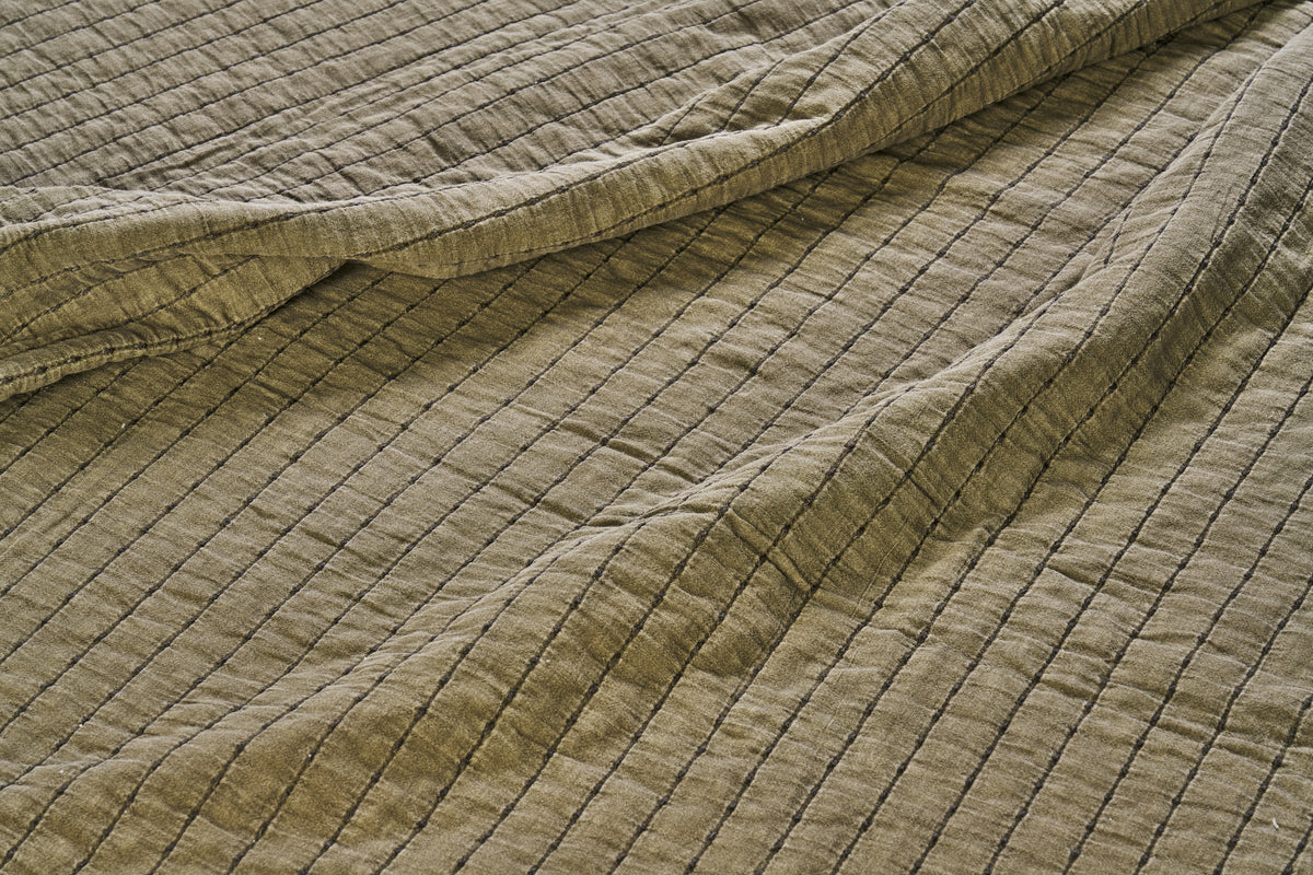 Olive Quilted Bed Cover - Design Vintage