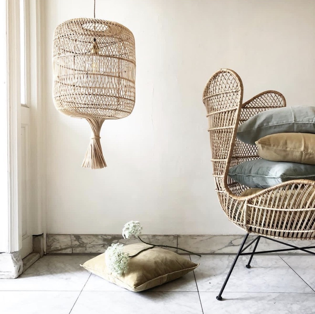 Rattan Dumpling Floor Lamp - Design Vintage