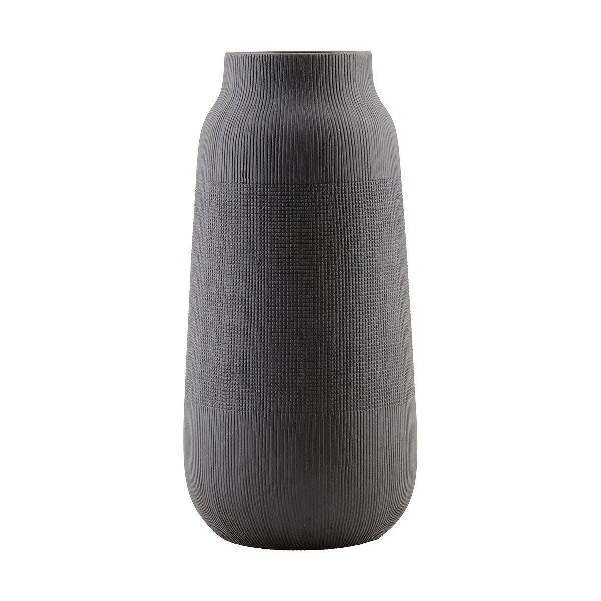 Tall Black Groove Vase - Design Vintage