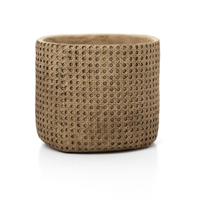 Rattan Concrete Planter