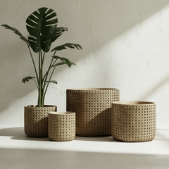 Rattan Concrete Planter
