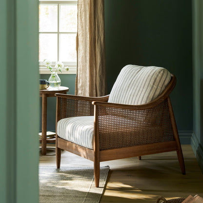 Natural Stripe Rattan Armchair - Design Vintage