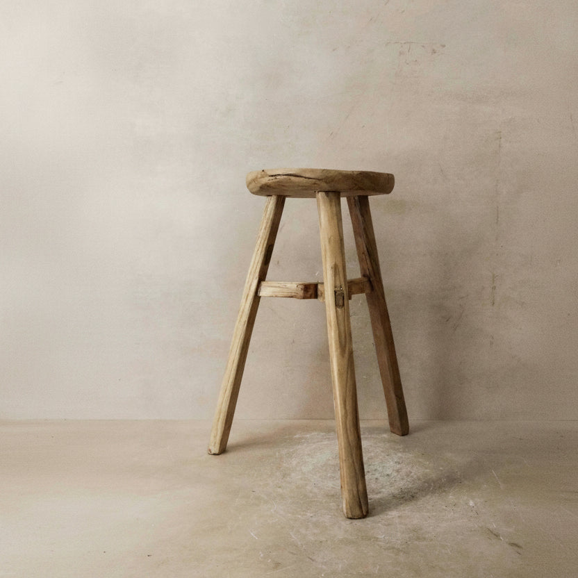 Vintage Elm Round Stool