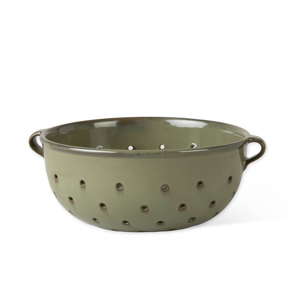 Glazed Moss Stoneware Colander