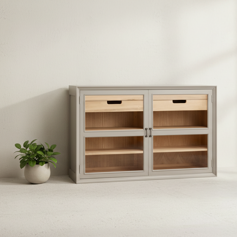 Vala Grey Low Cabinet
