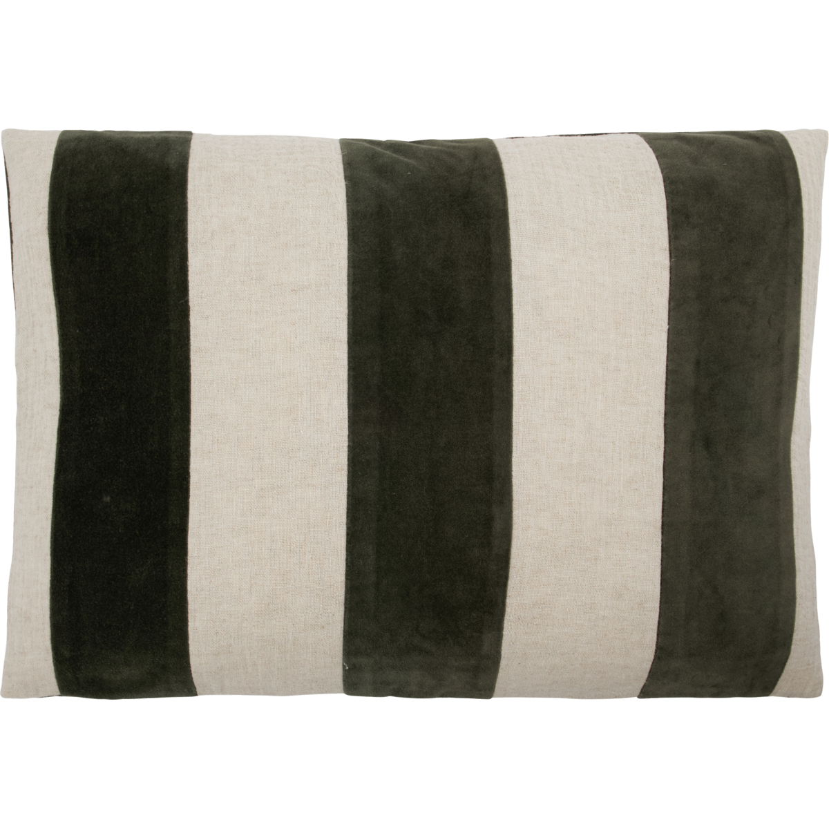 Green Wide Stripe Cushion - Design Vintage