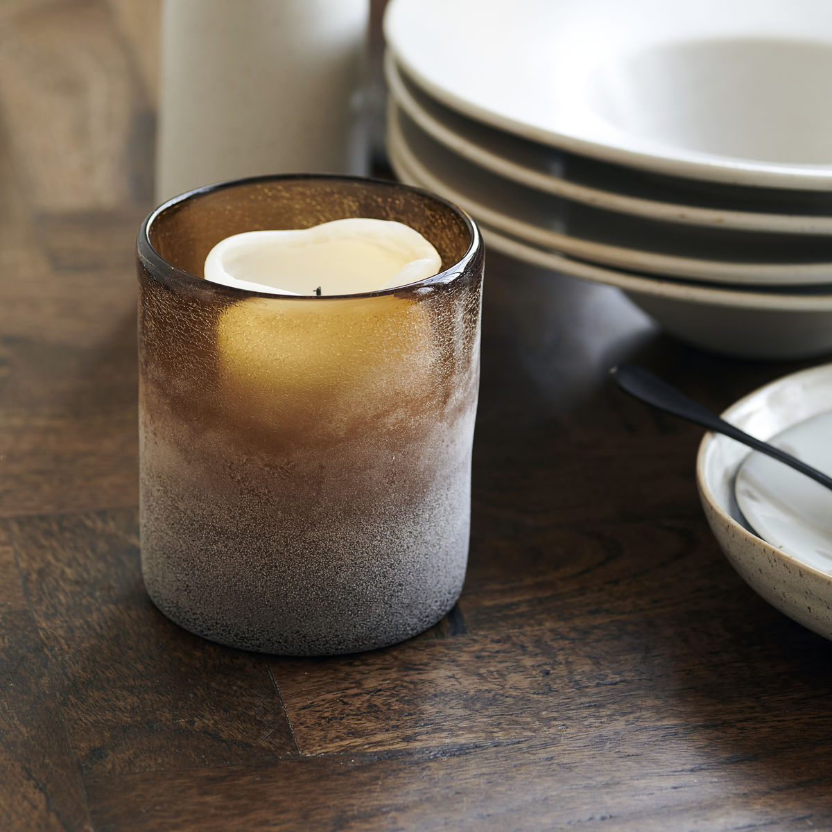 Mist Glass Candle Holder - Design Vintage
