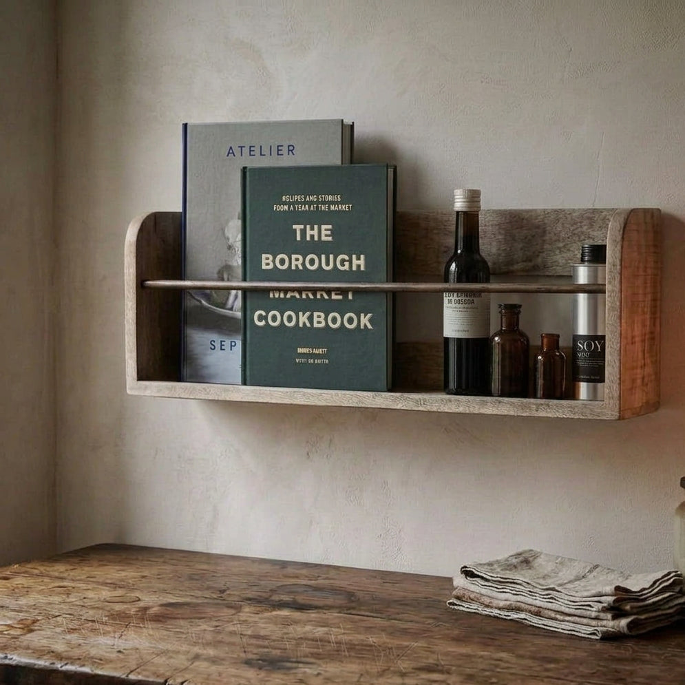 Mango Wood Magazine Shelf - Design Vintage