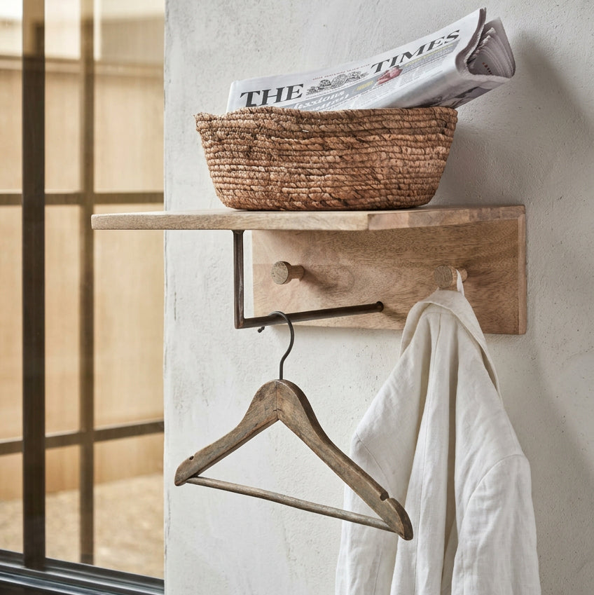 Mango Wood Hanging Shelf - Design Vintage