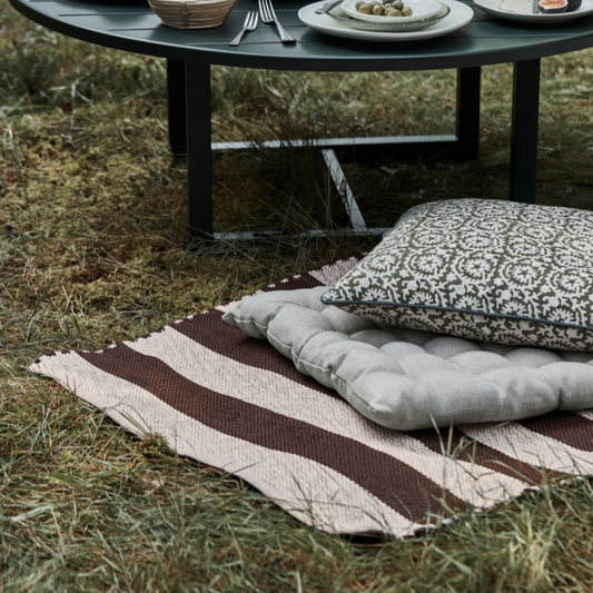 Mocha Stripe Outdoor Rug