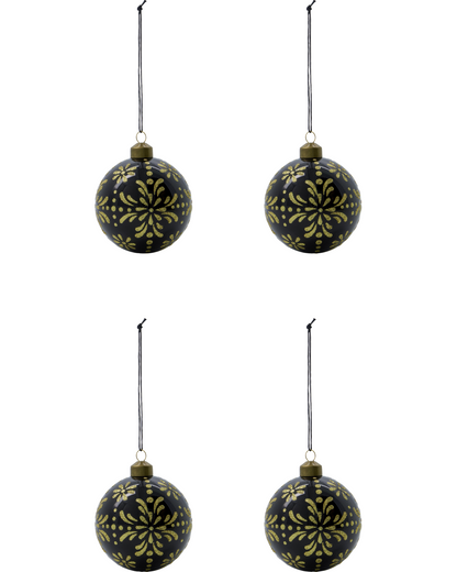 Set of 4 Sparkle Glass Baubles
