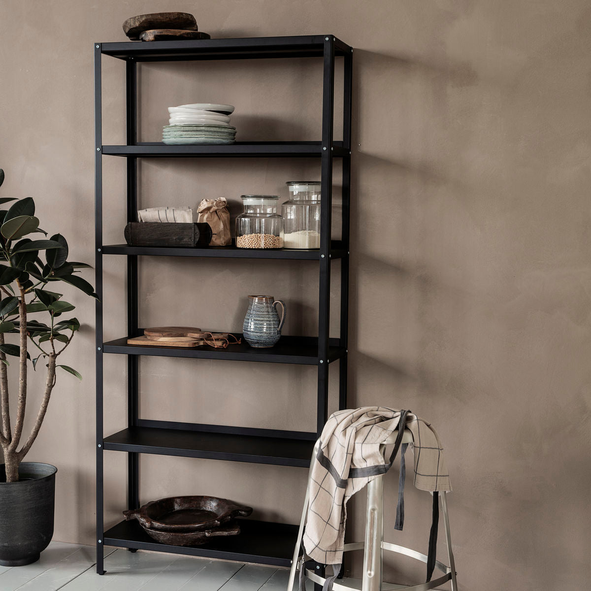 Tall Black Steel Rack | Design Vintage | Black Shelving Unit
