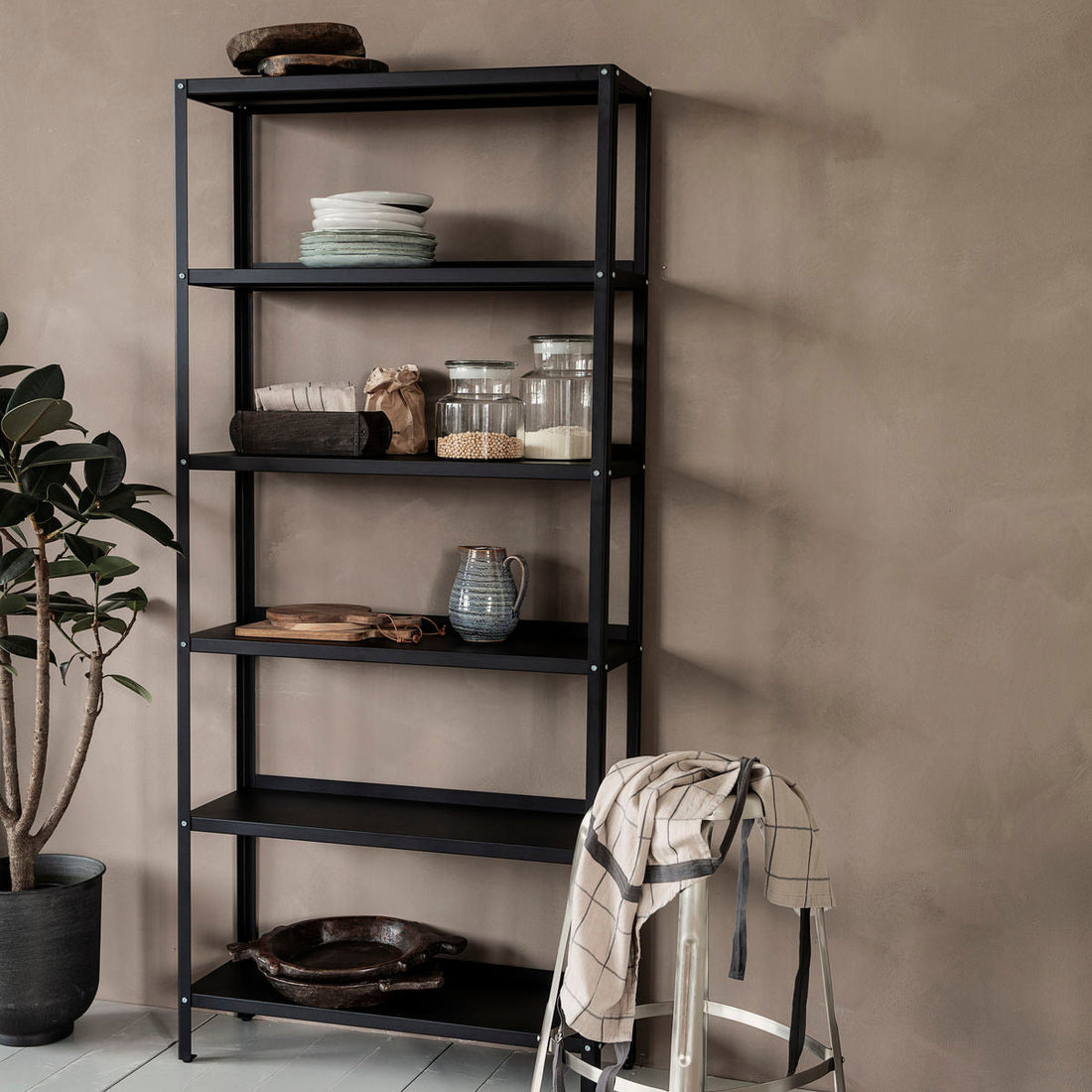 Tall Black Steel Rack | Design Vintage | Black Shelving Unit