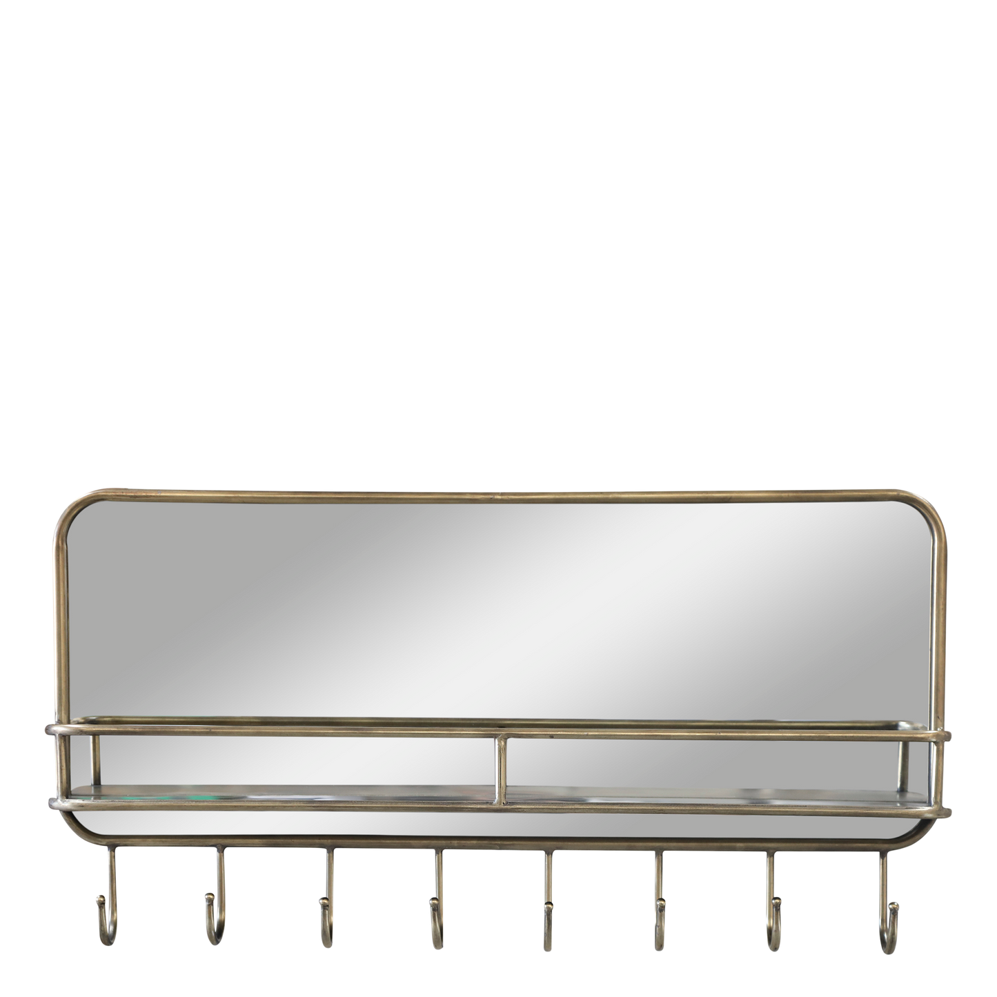 Antique Brass Shelf Mirror - Design Vintage