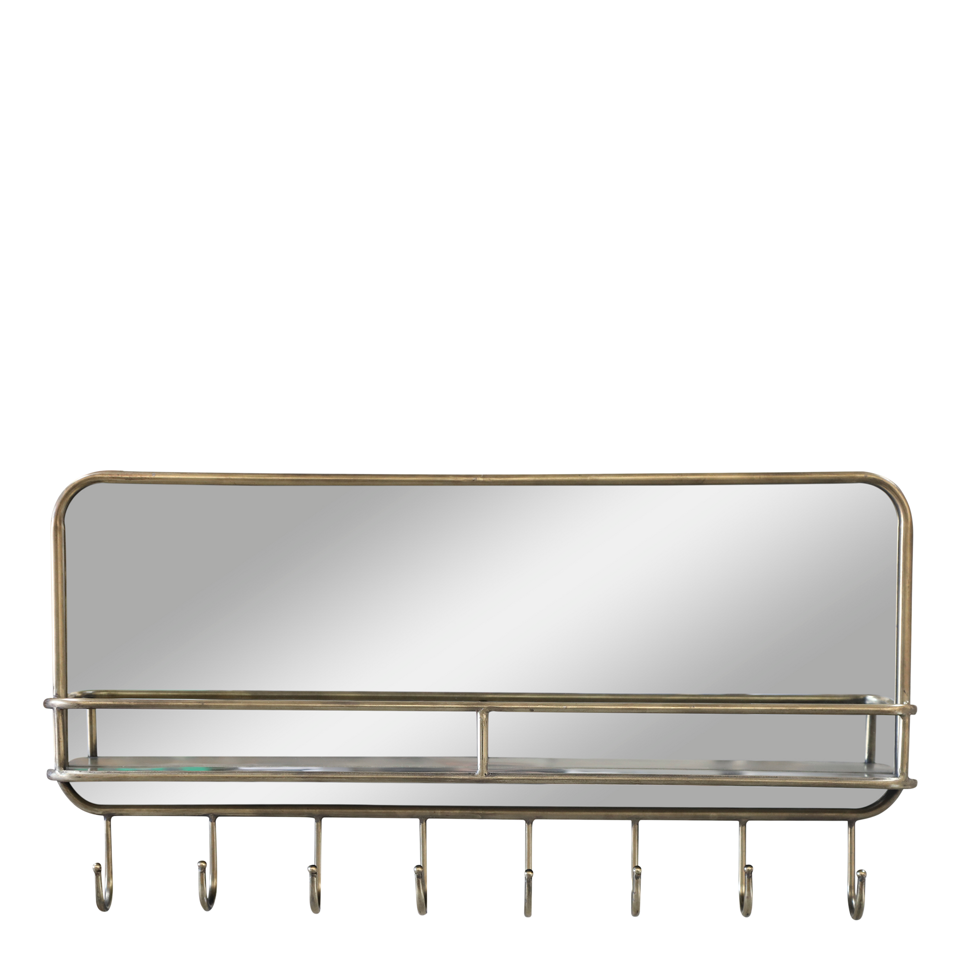 Antique Brass Shelf Mirror - Design Vintage