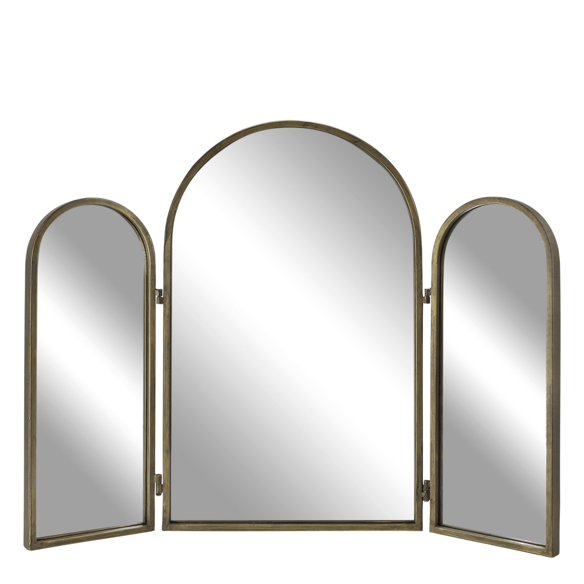 Antique Brass Tri-Fold Mirror