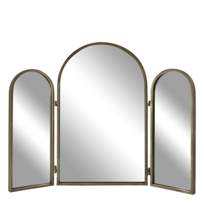 Antique Brass Tri-Fold Mirror