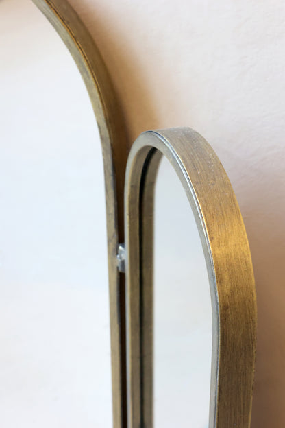 Antique Brass Tri-Fold Mirror