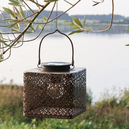 Square Brass Solar Lantern - Design Vintage