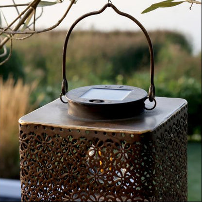 Square Brass Solar Lantern - Design Vintage