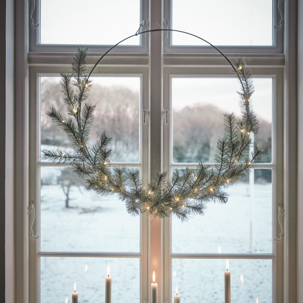 Lit Faux Pine Wreath