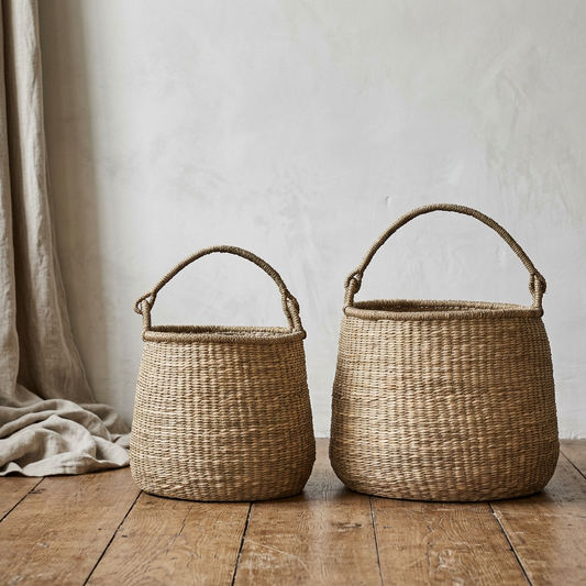 Set of Large Seagrass Storage Baskets - Design Vintage