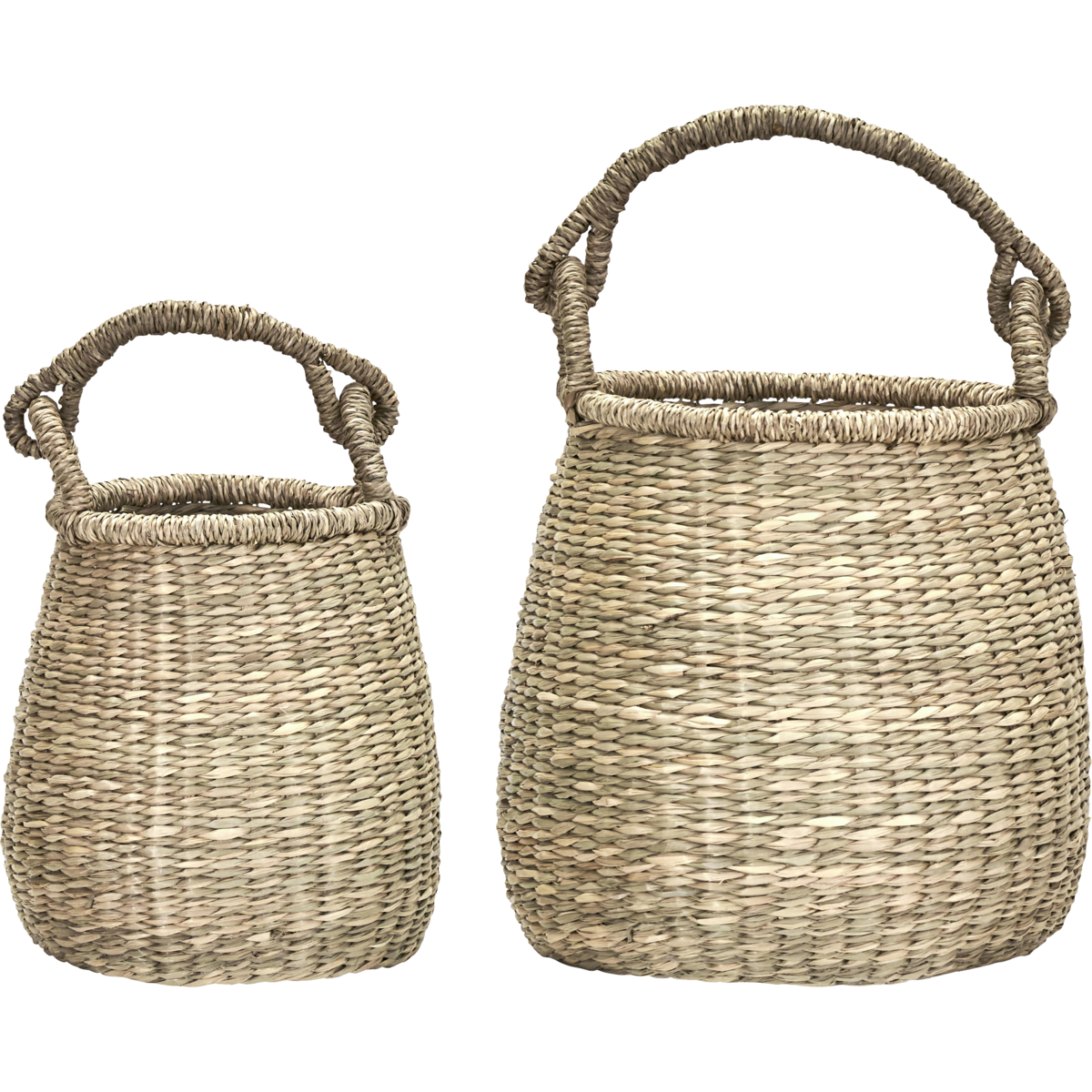 Set of Seagrass Carry Baskets - Design Vintage