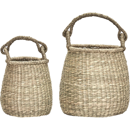Set of Seagrass Carry Baskets - Design Vintage