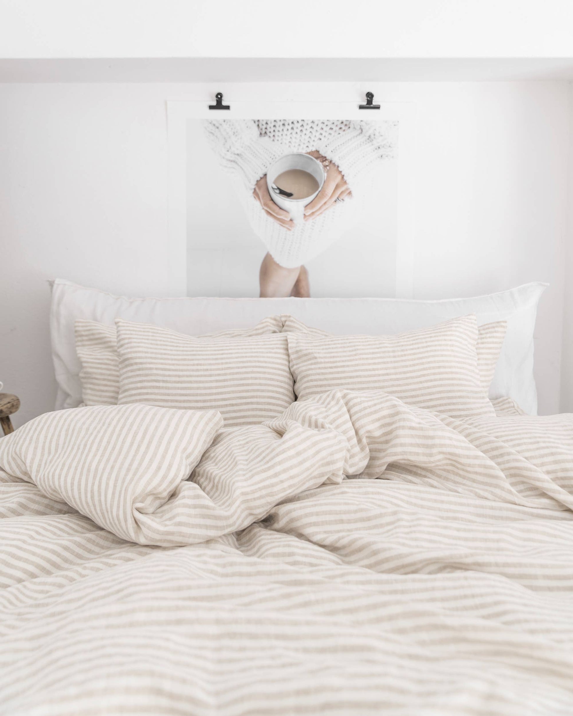 Natural Stripe Linen Duvet Set - Design Vintage