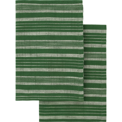 Set of Green Stripe Tea Towels - Design Vintage