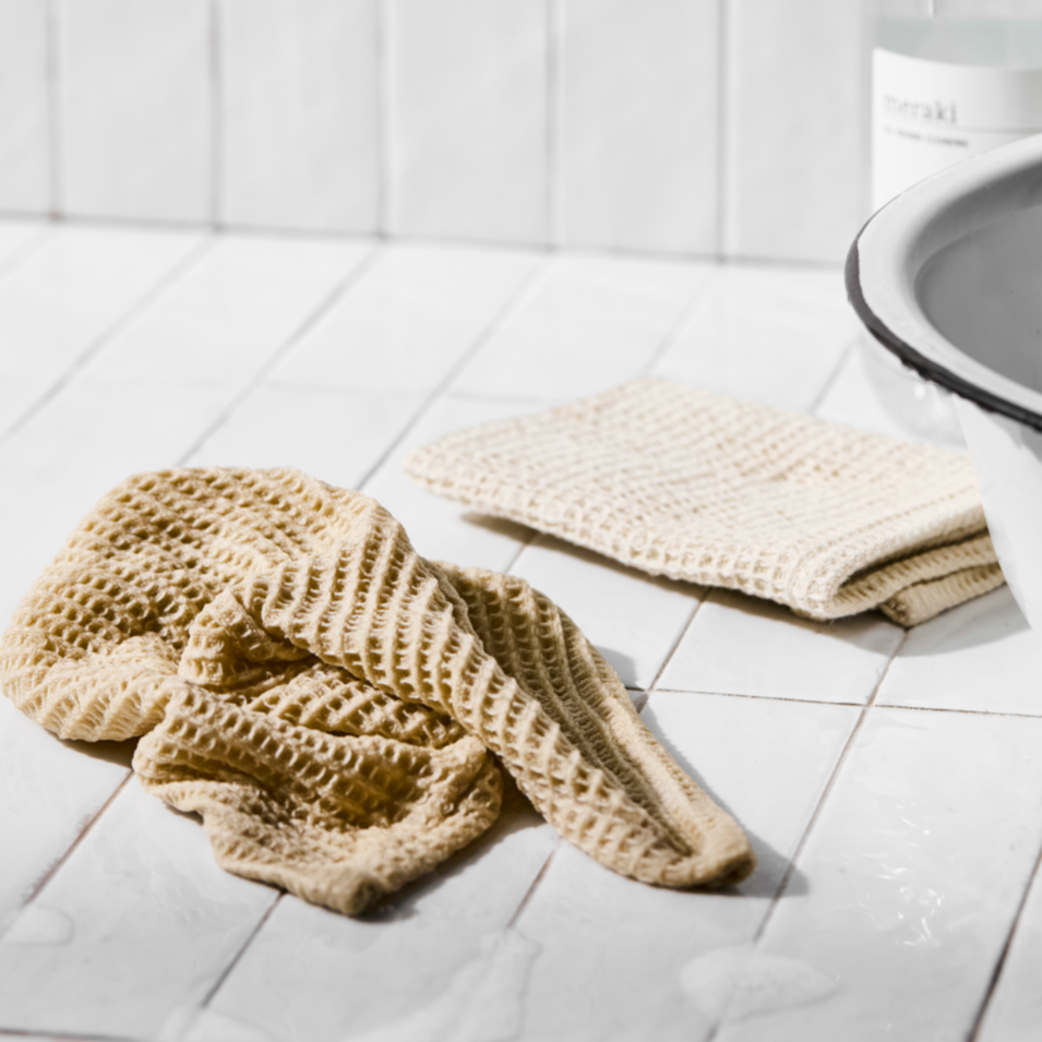 Set of Sand Waffle Dish Cloths - Design Vintage