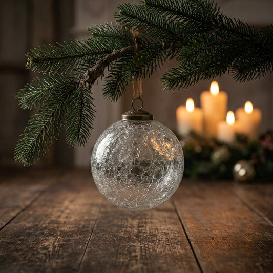 Large Crackle Glass Bauble