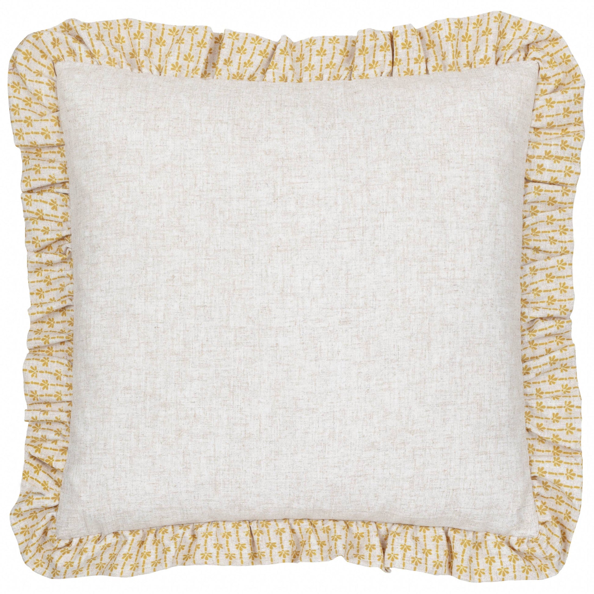 Panni Block Textured Ruffle Cushion LINEN/OCHRE - Design Vintage