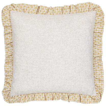 Panni Block Textured Ruffle Cushion LINEN/OCHRE - Design Vintage