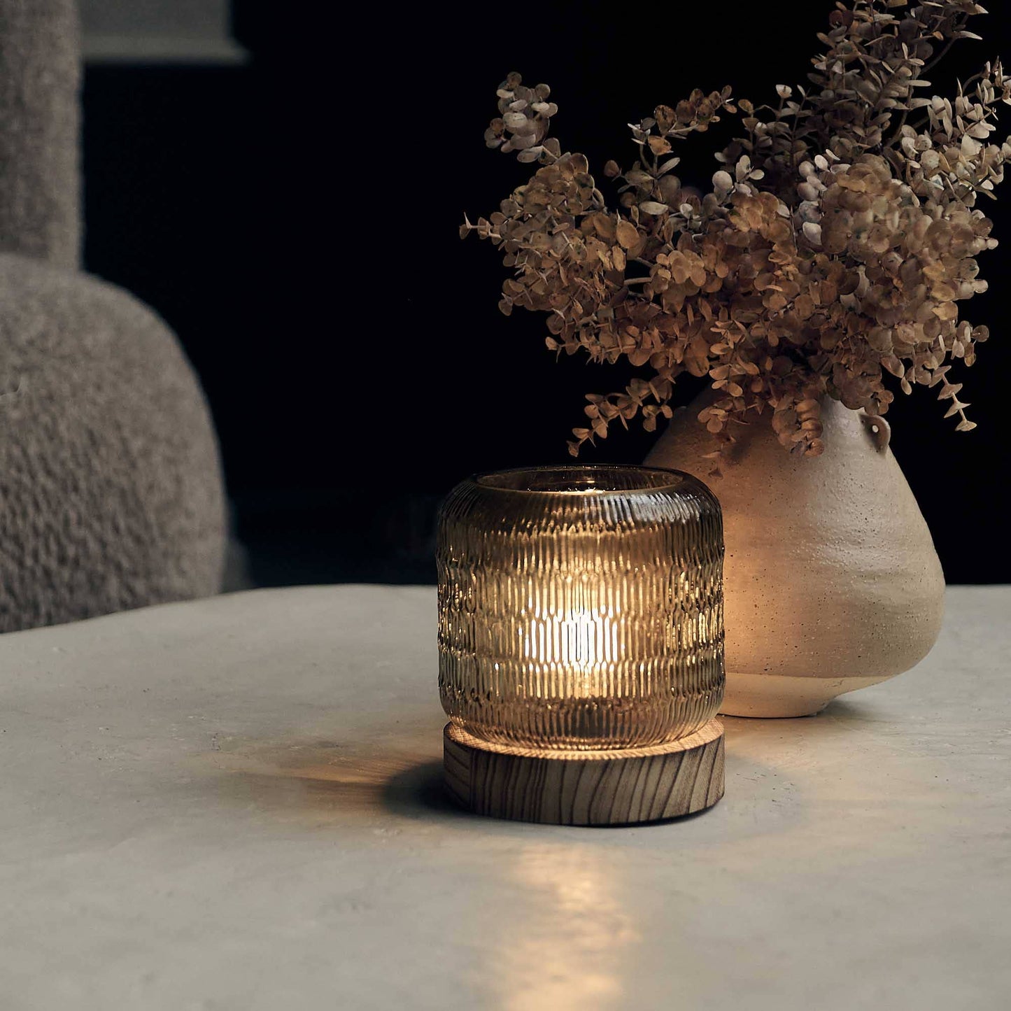 Olive Glass Portable Lamp - Design Vintage