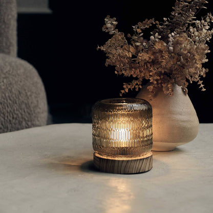 Olive Glass Portable Lamp - Design Vintage