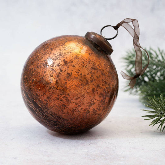 Russet Crackle Glass Bauble - Design Vintage