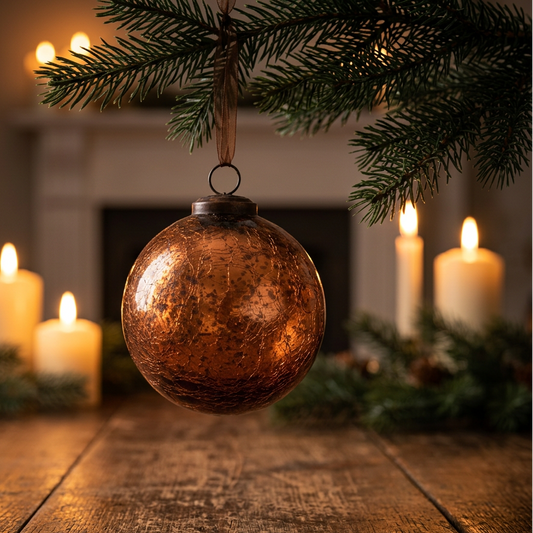 Russet Crackle Glass Bauble