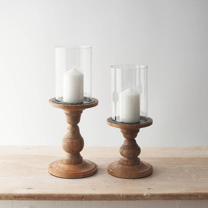 Glass Pillar Candle Holder - Design Vintage