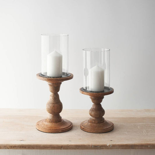 Glass Pillar Candle Holder - Design Vintage