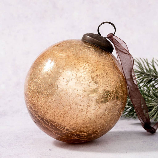 Champagne Crackle Glass Bauble - Design Vintage