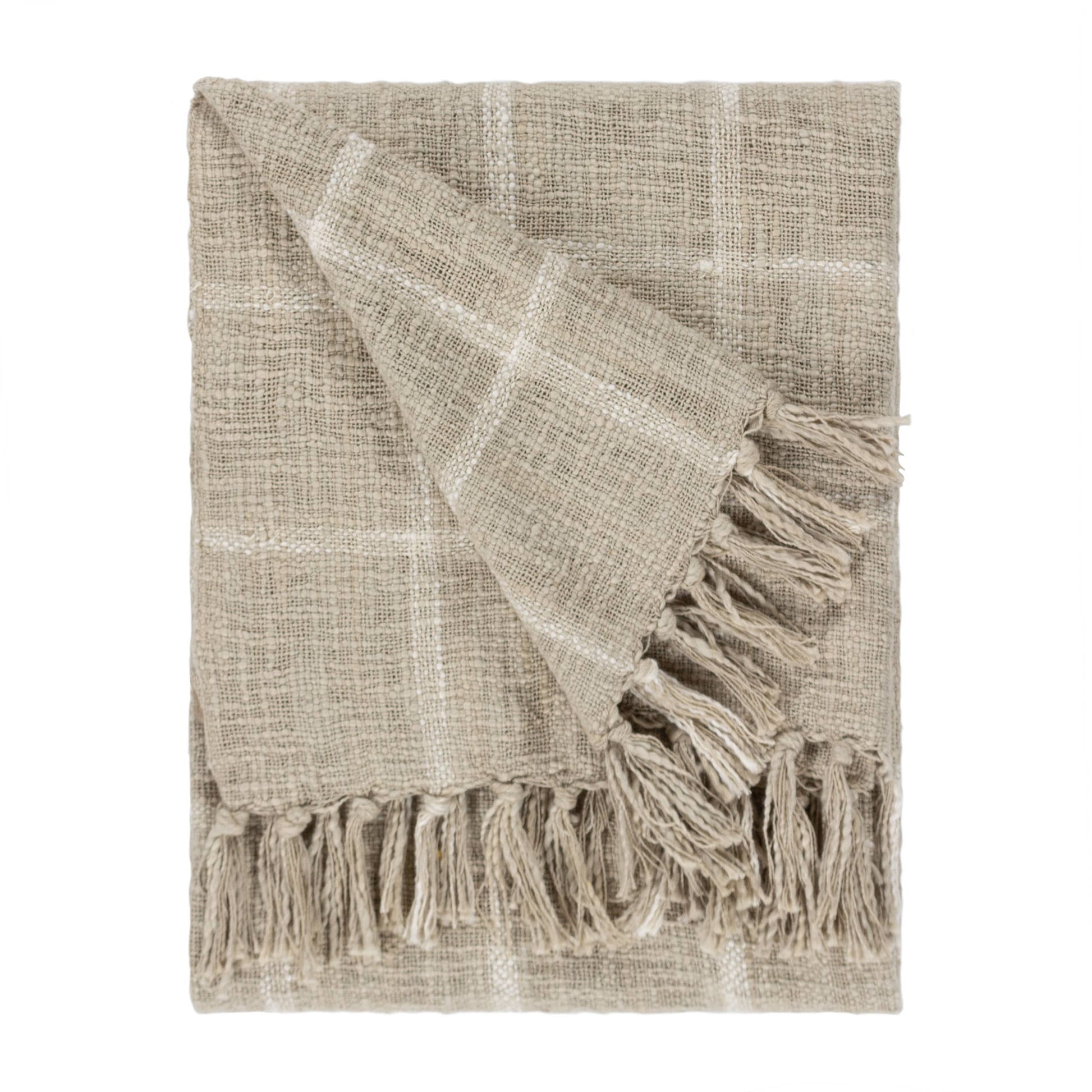 Natural Checked Throw - Design Vintage