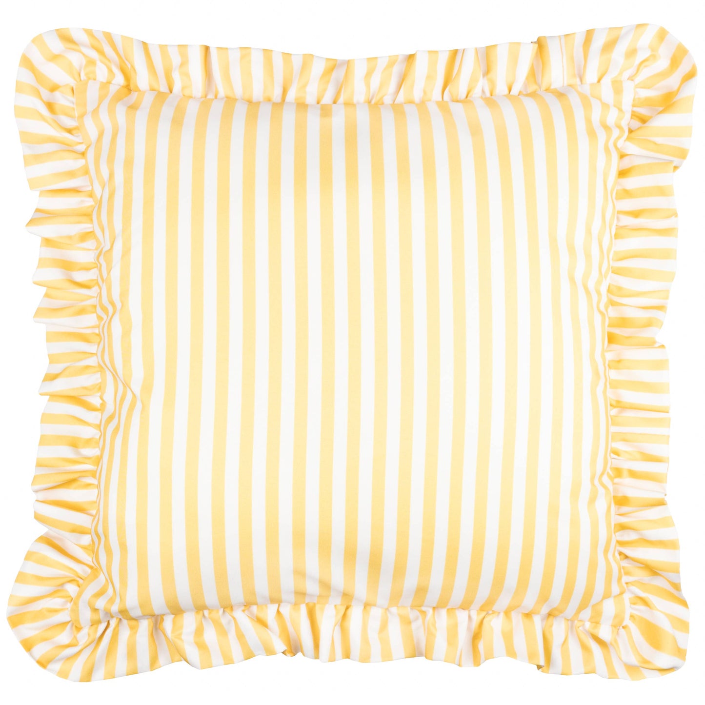 Millie Ruffle Striped Outdoor Cushion Yellow - Design Vintage